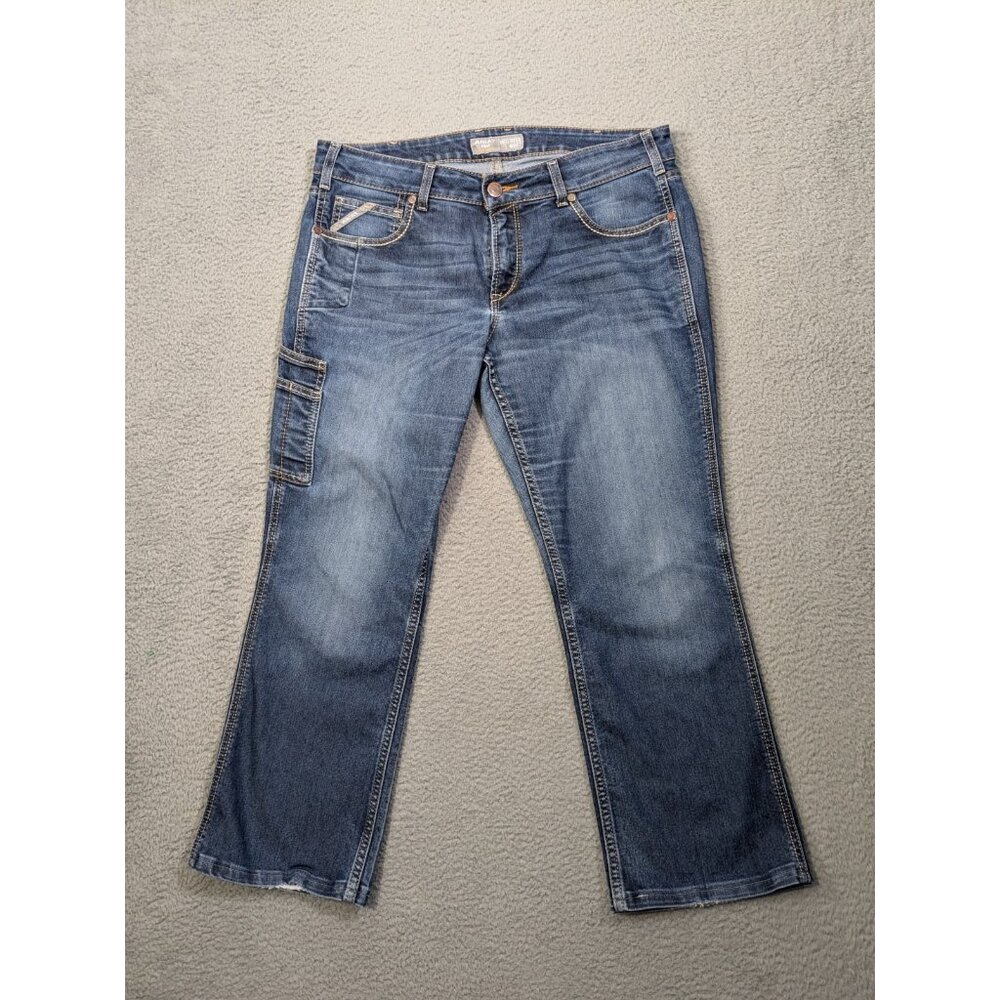 Ariat Rebar Mid Rise Boot Jeans Womens 32 (Meas 36x26.5) Crop Blue Utility